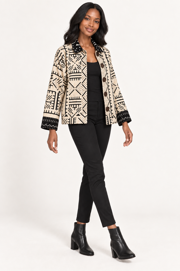 Lareba Cream & Black Bogolan Jacket