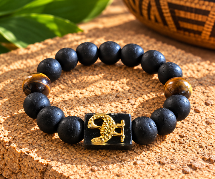 EcoAdinkra Sankofa Bracelet | Recycled Glass Beads – Handmade in Ghana