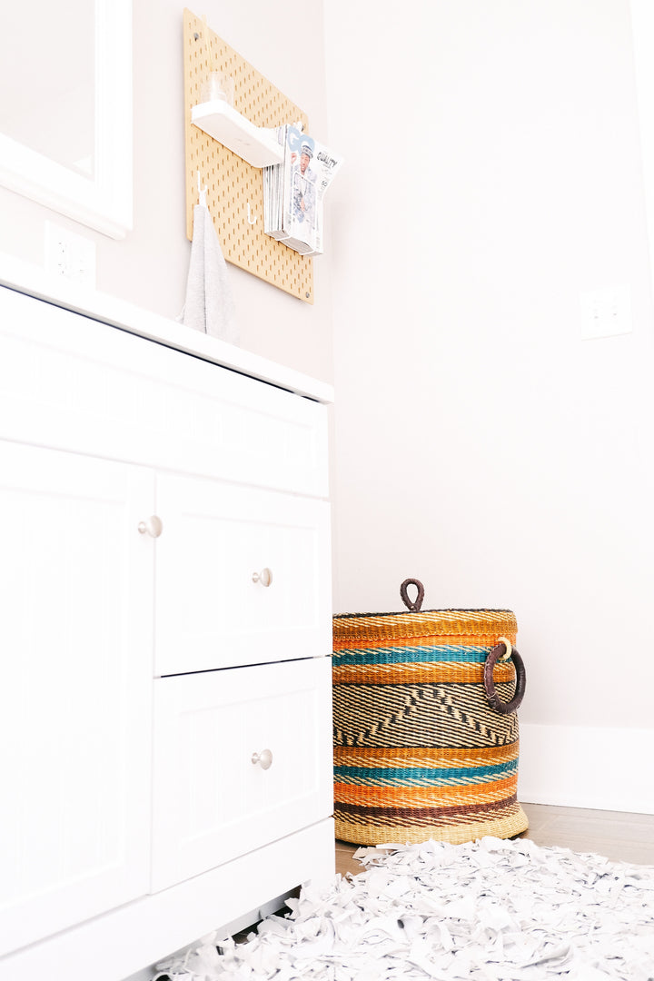 Handwoven Bolga Storage Basket with Lid